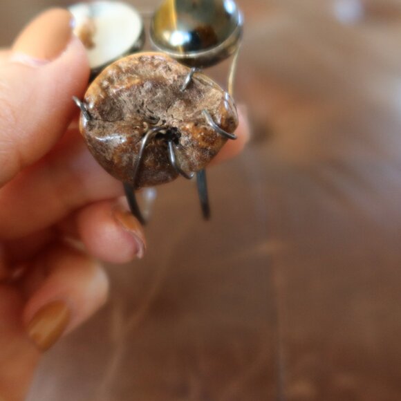 Melissa Joy Manning OOAK sterling silver, tigers eye, agate & fossil cuff MJM - Picture 11 of 16